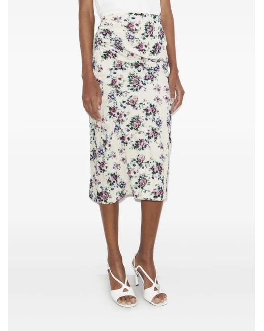 Tory Burch Gray Printed Velvet Midi Skirt