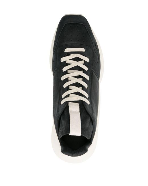 Rick Owens Black Geth Runner Leather Sneakers for men