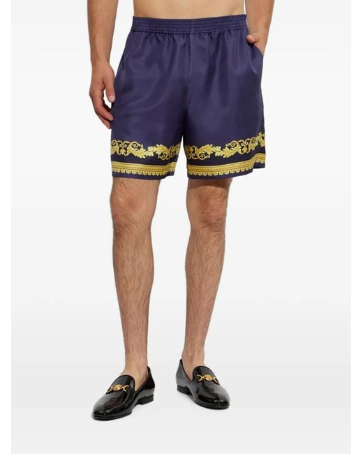Versace Blue Printed Boardshorts for men