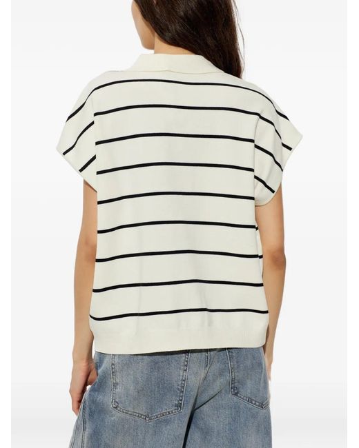 Gestuz Gray Saia Striped Short-Sleeve Polo Top