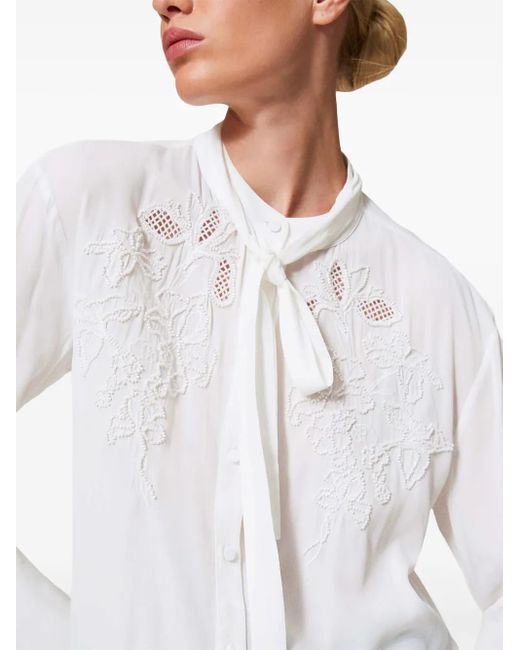Twinset White Embroidered Georgette Blouse