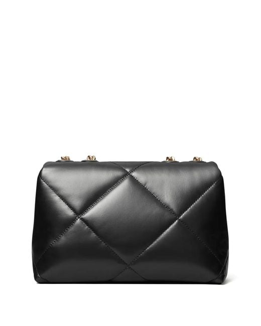 Tory Burch Black Small Kira Diamond-Quilted Pav� Convertible Shoulder Bag