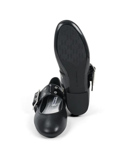 Karl Lagerfeld White Buckle-Detail Ballet Flats