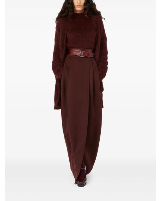 Max Mara Purple Pleated Wrap Skirt