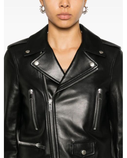 Saint Laurent Lederen Jas in het Black