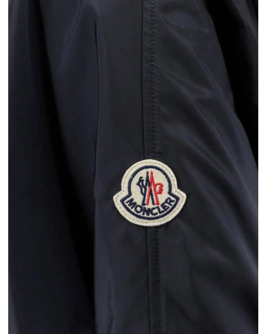 Moncler Blue Hooded Logo-Patch Jacket