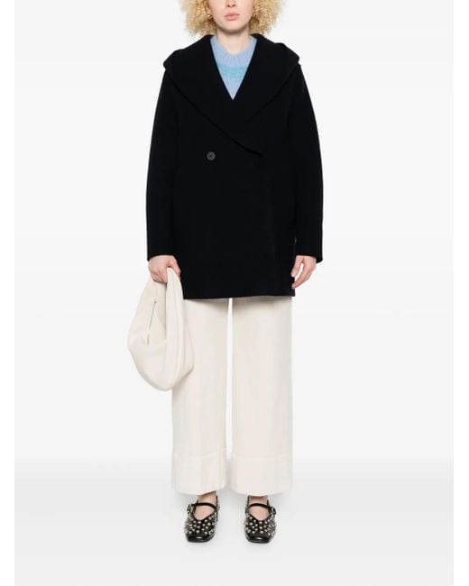 Harris Wharf London Black Double-Breasted Wool Coat