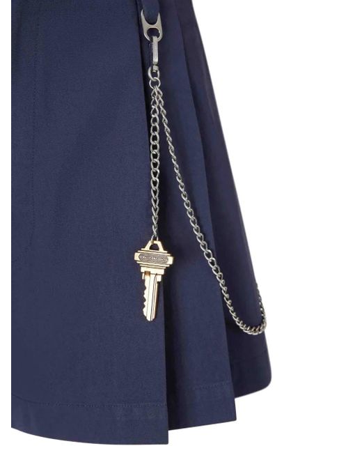Alexander Wang Blue Pleated Chain-Detail Skorts