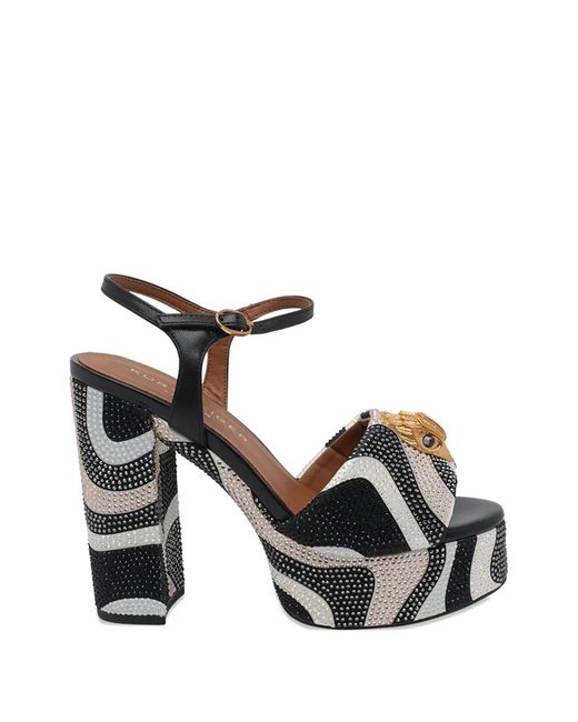 Kurt Geiger Black Kensington Strass-Embellished Platform Sandals