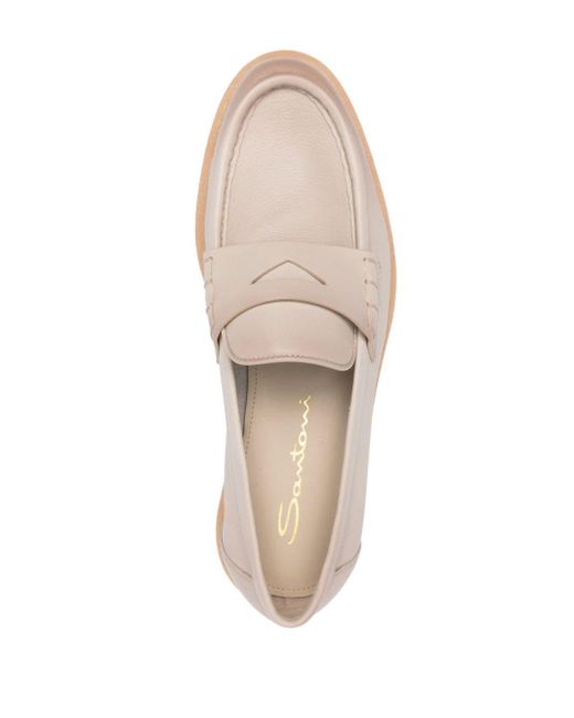Santoni Natural Penny-slot Leather Loafers
