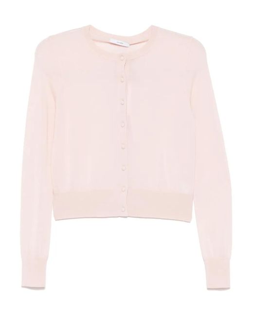 Adam Lippes Pink Crew-Neck Cardigan