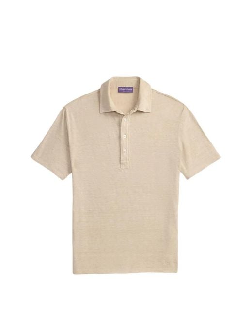 Ralph Lauren Natural Embroidered Linen Polo Shirt for men