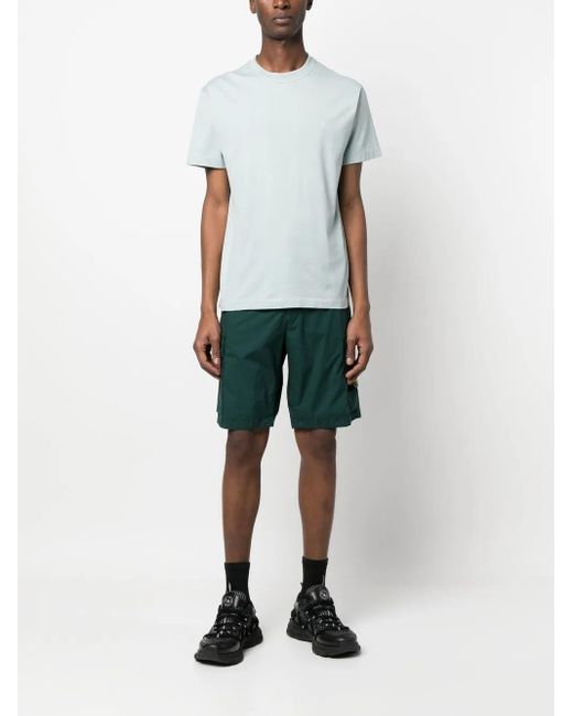 Stone Island Green Compass-Patch Cargo Shorts for men