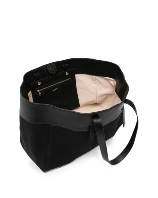 Borsalino Black Logo-Embroidered Tote Bag