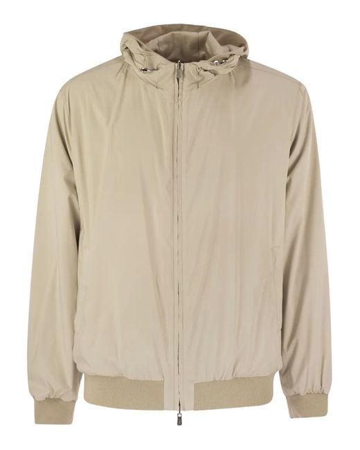 Fedeli Natural Start Reversible Hooded Bomber Jacket for men