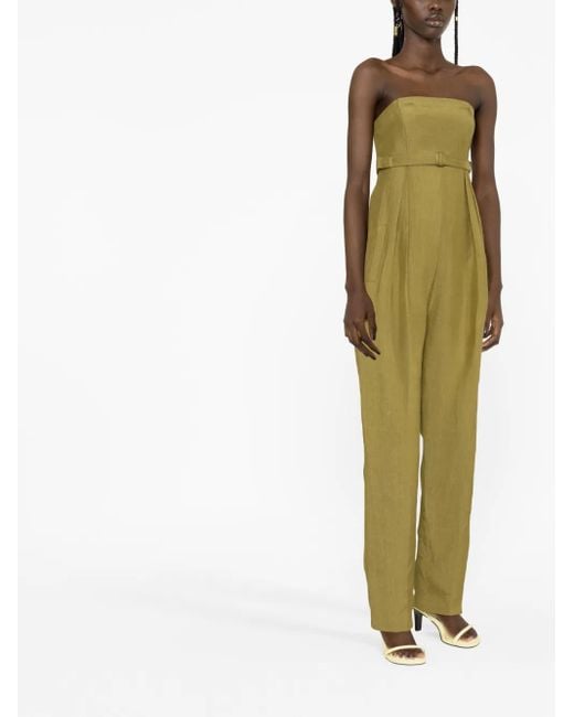 Alberta Ferretti Yellow Belted Strapless Jumpsuit