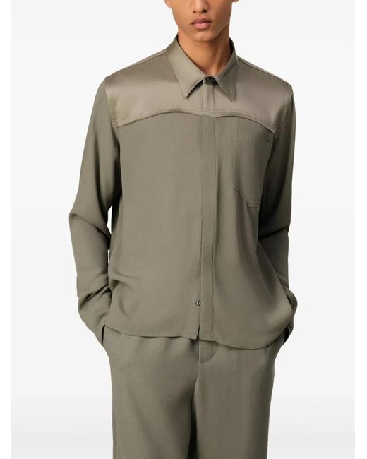Camicia Con Inserti A Contrasto di AMI in Green da Uomo