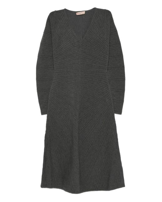 Robe Courte En Maille À Col V Twinset en coloris Gray
