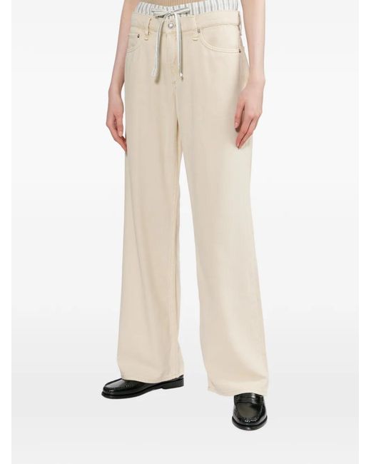 Rag & Bone White Striped-Waist Trousers