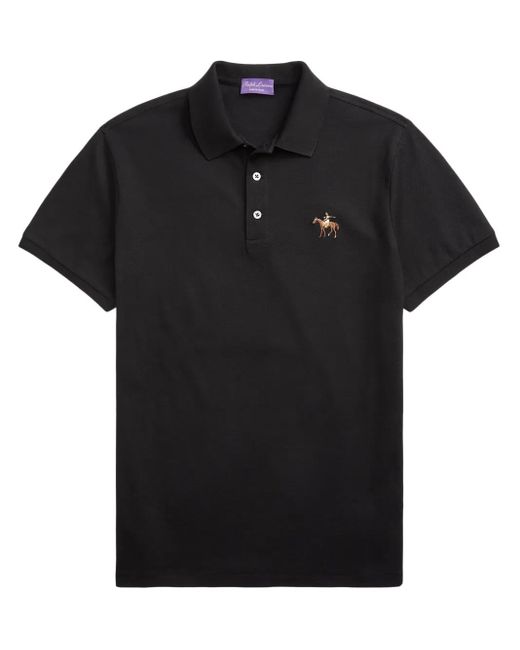 Ralph Lauren Black Logo-Embroidered Polo Shirt for men