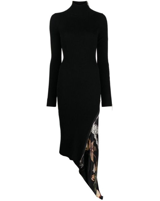 Monse Black Zip-detail Long-sleeve Midi Dress