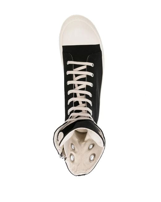 Rick Owens Black Urban Rebel High-Top Sneakers With Stud Accents for men