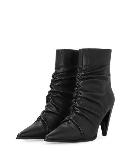 Pinko Black Ruched Pointed-Toe Ankle Boots