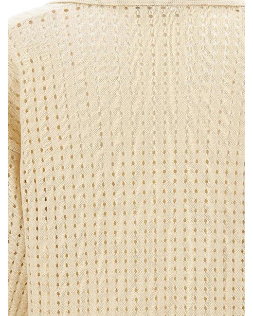 Kangra Natural Openwork V-Neck T-Shirt