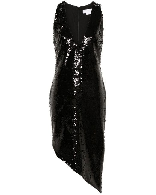 Robe mi-longue à ornements de sequins Genny en coloris Black