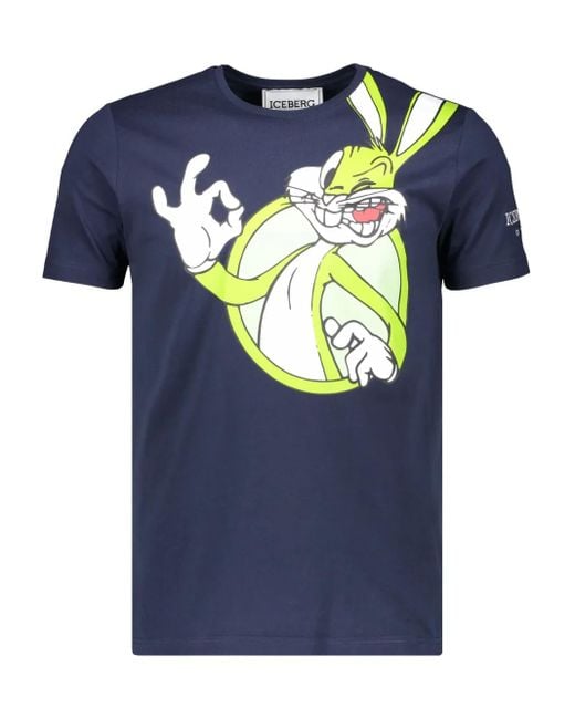 Iceberg Blue X Looney Tunes Bugs Bunny-Print T-Shirt for men