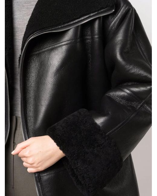 Totême Black Signature Shearling Jacket