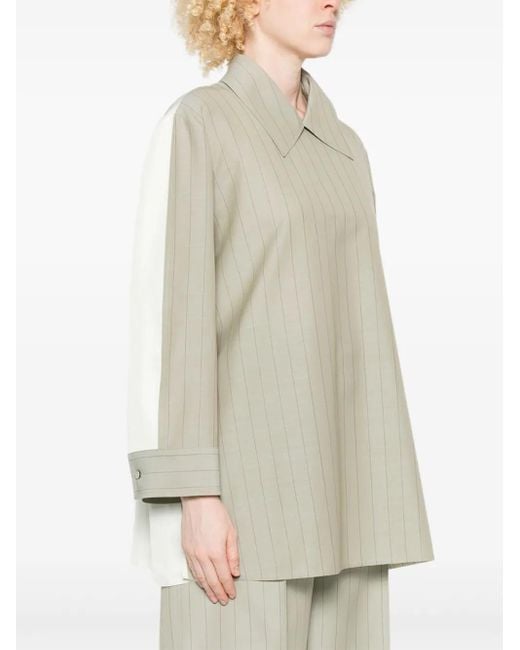 Jil Sander White Pinstripe-Pattern Blouse