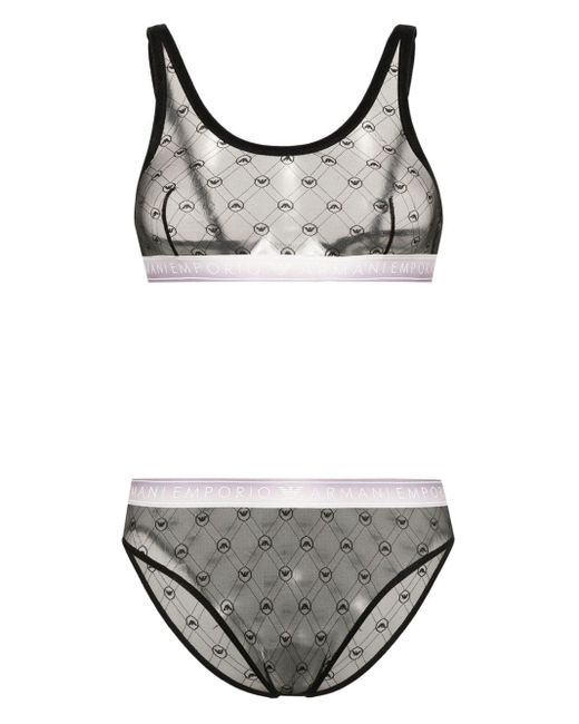 Emporio Armani Gray BH-Set mit Logo-Print