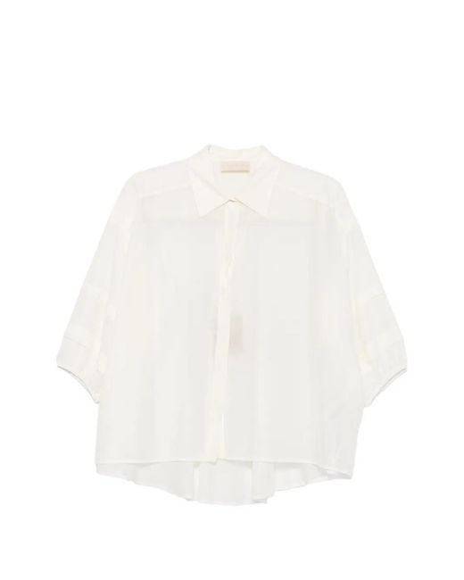 iBlues White Panelled Puff-Sleeve Shirt