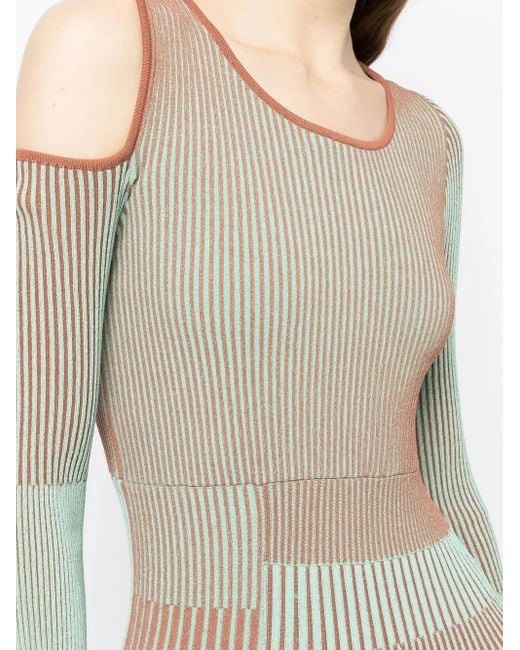 ANDERSSON BELL Natural Striped Knitted Dress