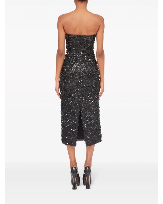 Maison Margiela Black Hand-Embroidered Sequin Midi Dress