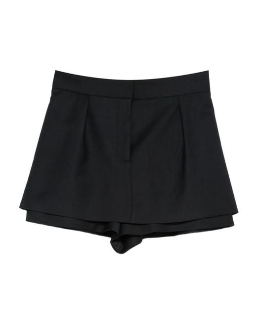 Maje Black Pleated Layered Shorts