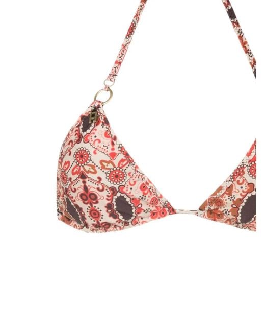 Amir Slama White Floral-Print Halterneck Bikini
