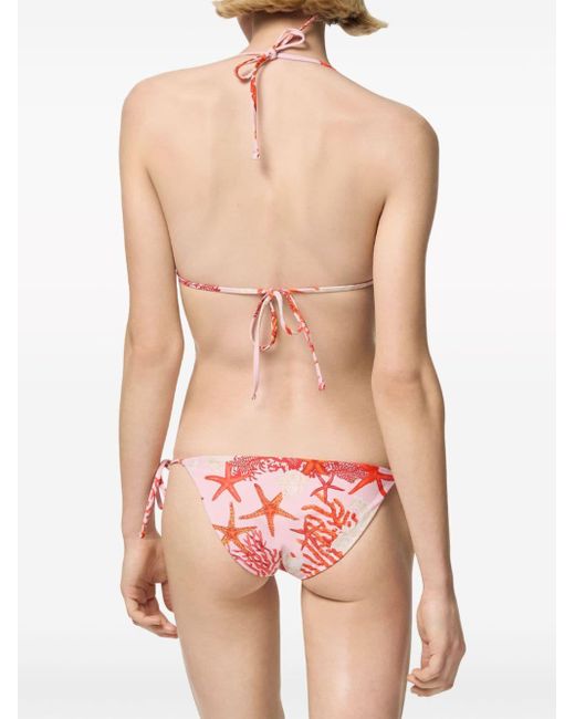 Versace Pink Bikinihöschen mit Meeres-Print