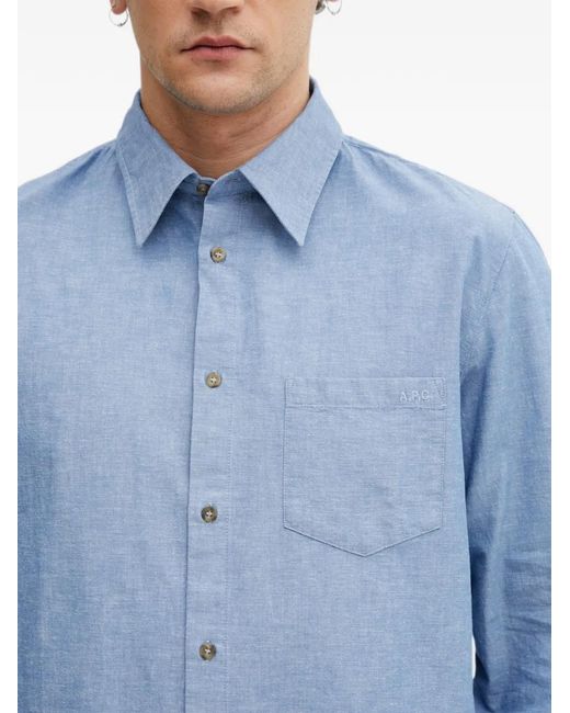 A.P.C. Blue Chemise À Poche Poitrine for men