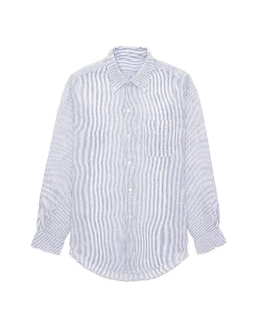 Fortela White King Striped Chest-Pocket Shirt for men