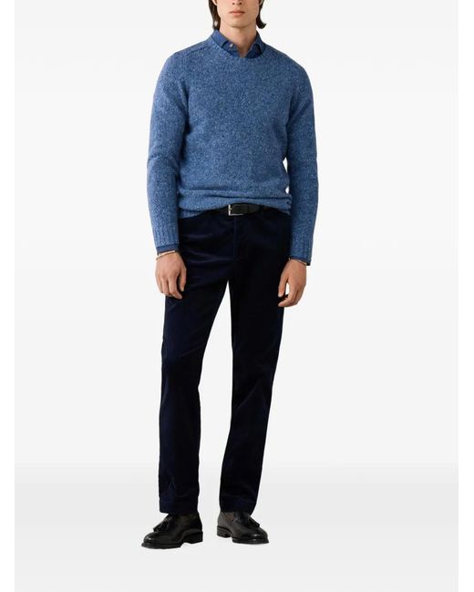 Hackett Blue Crew-Neck Wool Sweater for men