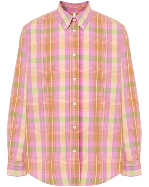 sunflower Pink Checked Cotton Shirt for men