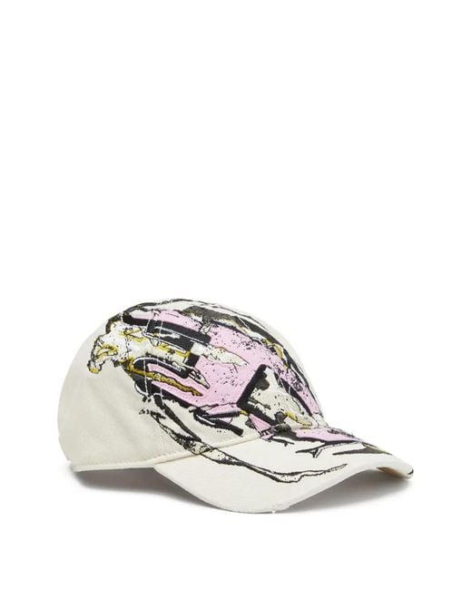 DIESEL White Graphic-Print Baseball Cap for men