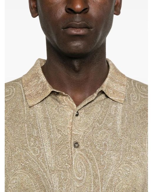 Etro Natural Paisley-Pattern Polo Shirt for men