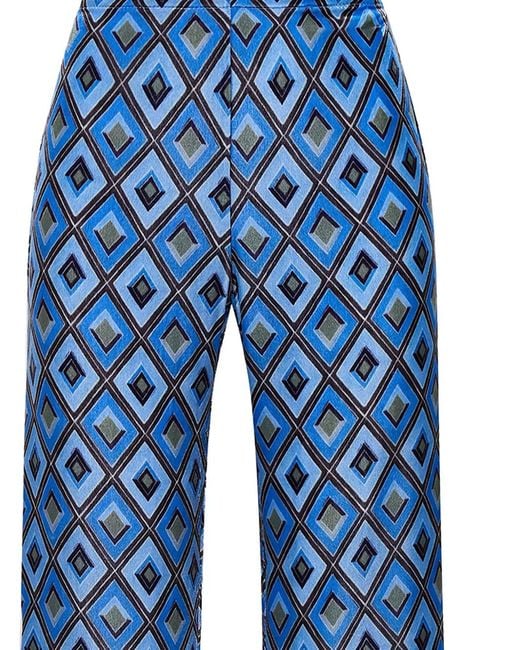 Maliparmi Blue Diamond-Pattern Trousers
