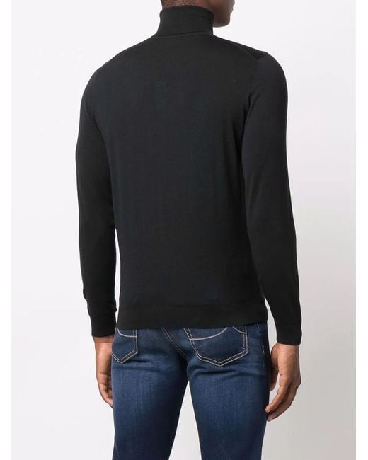 Dell'Oglio Black Roll-Neck Merino Jumper for men