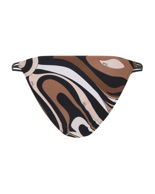 Emilio Pucci Black Marmo Print V-Cut Bikini Bottoms