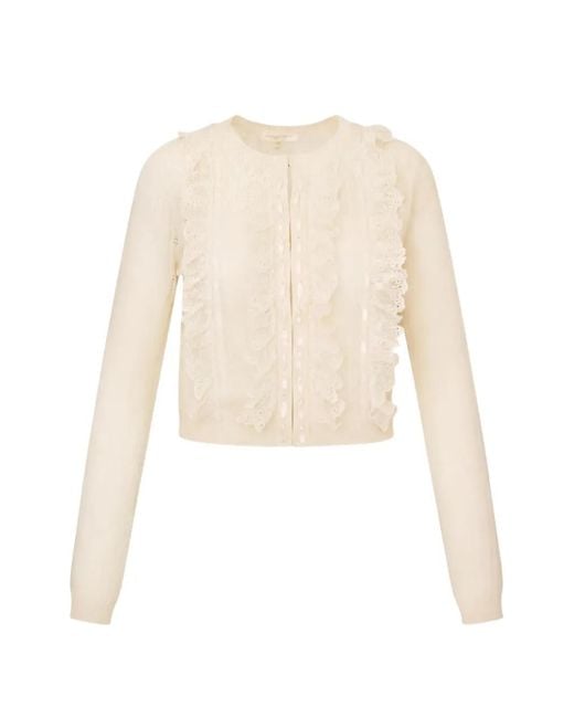 LoveShackFancy White Melisse Ruffled Knitted Cardigan