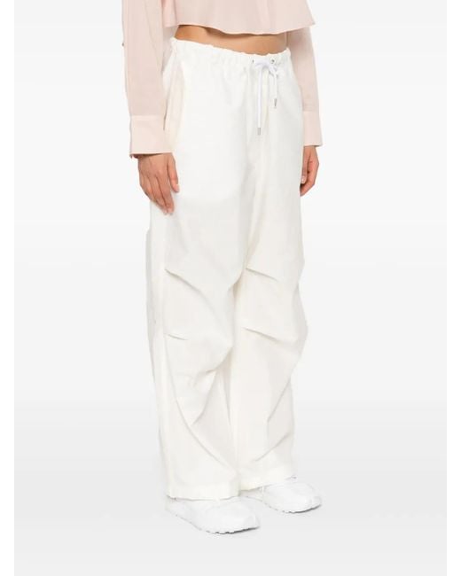 Acne White Drawstring Wide-Leg Trousers